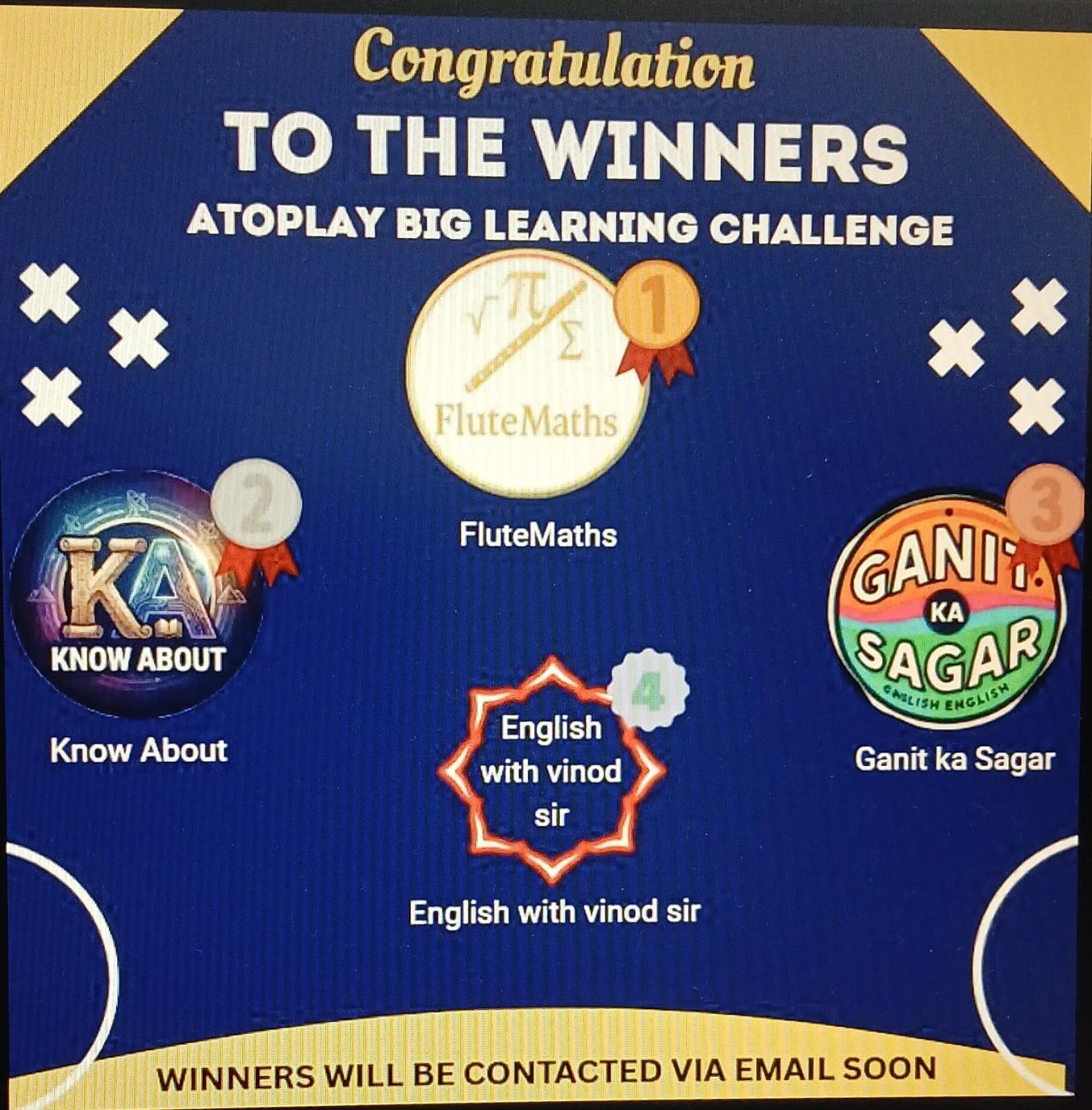 AtoPlay Big Learning Challenge Winner